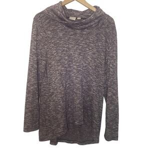 Chico’s Sweater M Purple and Gold Shimmer Cowl Neck (Chicos Size 2)
